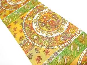 アンティーク　絵皿に花唐草模様織り出し袋帯（材料）